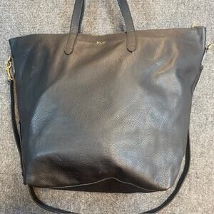 Cuyana Black Leather Zippered Tote Large Classic Italian Pebbled Shoulder Strap